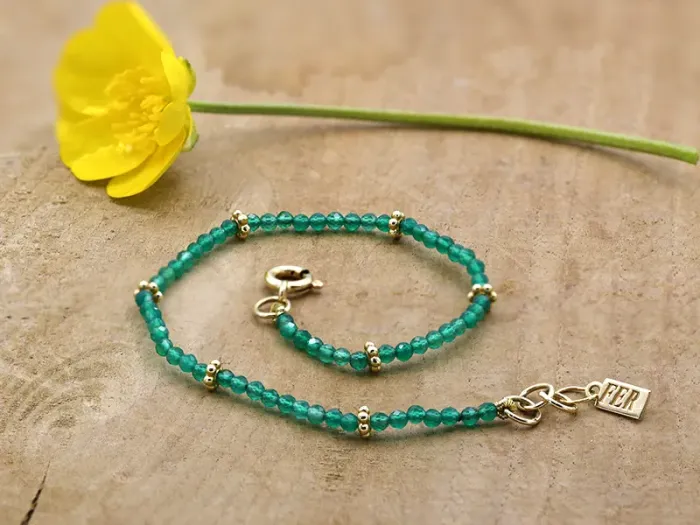 Pulsera de Oro con Ágata Verde