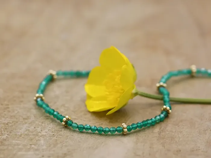 Gold Bracelet with Green Agate