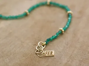 Pulseira de Ouro con Ágata Verde