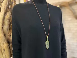 Leather Necklace with Gold Springs and Clasp