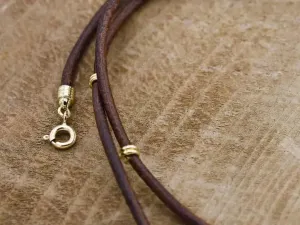 Leather Necklace with Gold Springs and Clasp