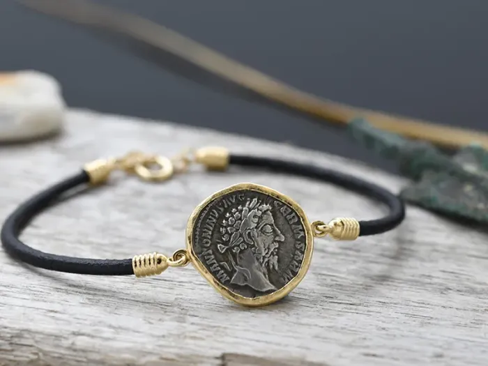 Gold Bracelet with Roman Coin