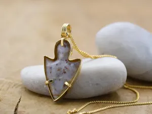 Gold Pendant with Ancient Silex Arrowhead