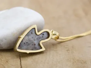 Gold Pendant with Ancient Silex Arrowhead