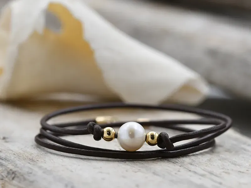 Pulsera de Cuero y Perla