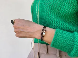Pulseira de Coiro e Perla