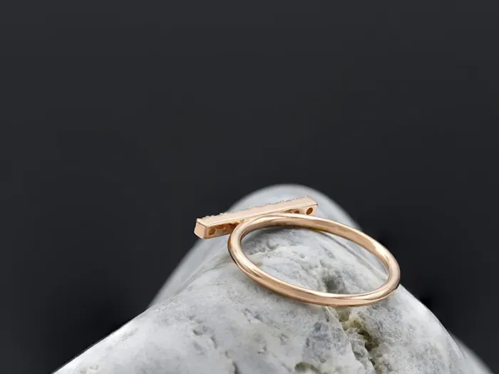 Anel de Ouro Rosa con Diamantes