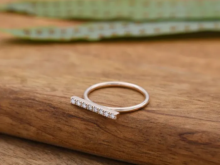 Anel de Ouro Rosa con Diamantes