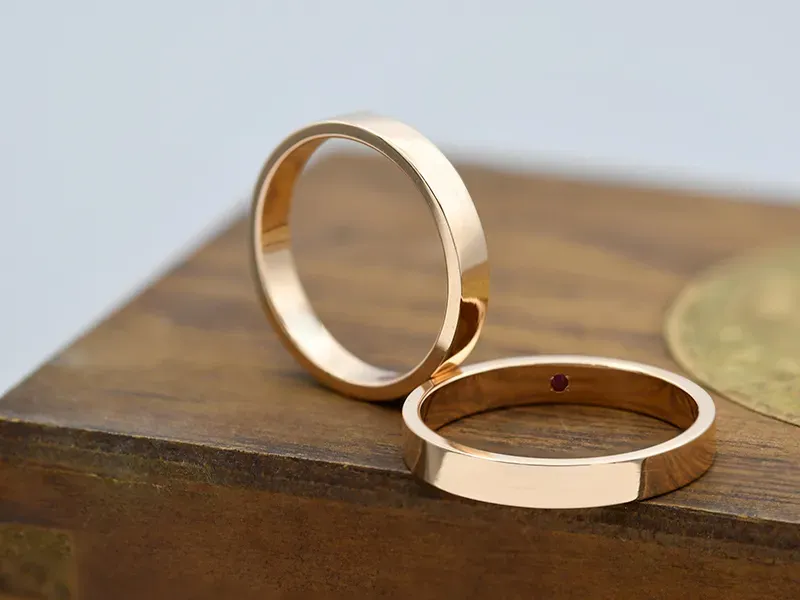 18K Rose Flat Gold Ring 4mm