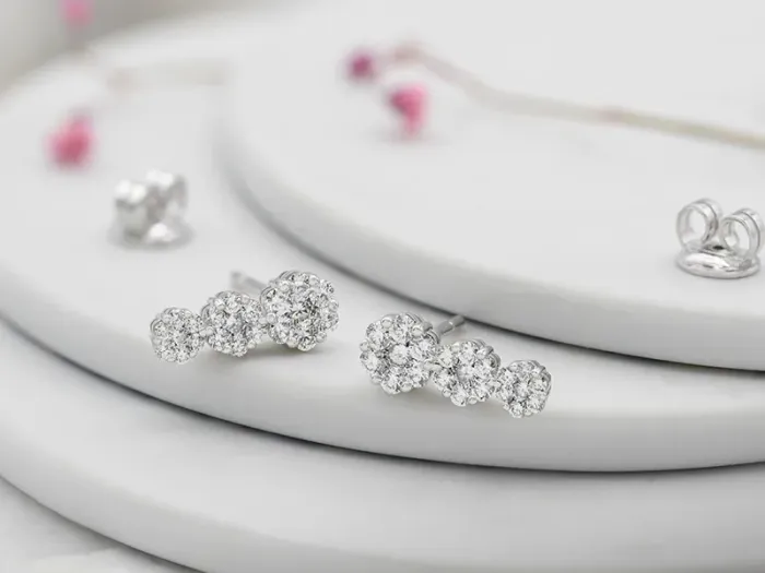 White Gold Climbing Earrings with Diamonds