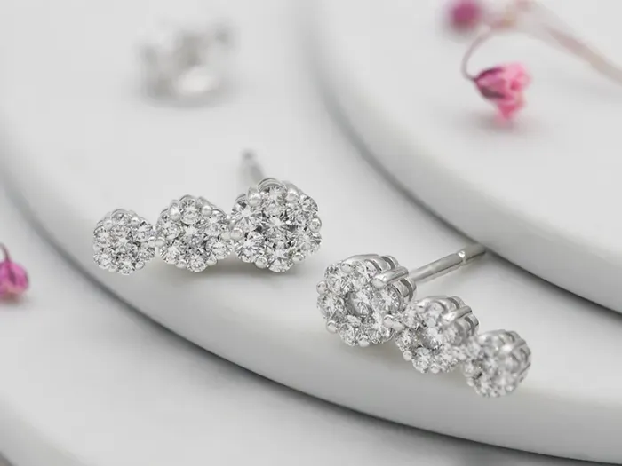 White Gold Climbing Earrings with Diamonds