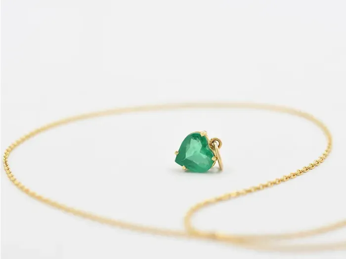 Gold Necklace with Heart-Cut Emerald