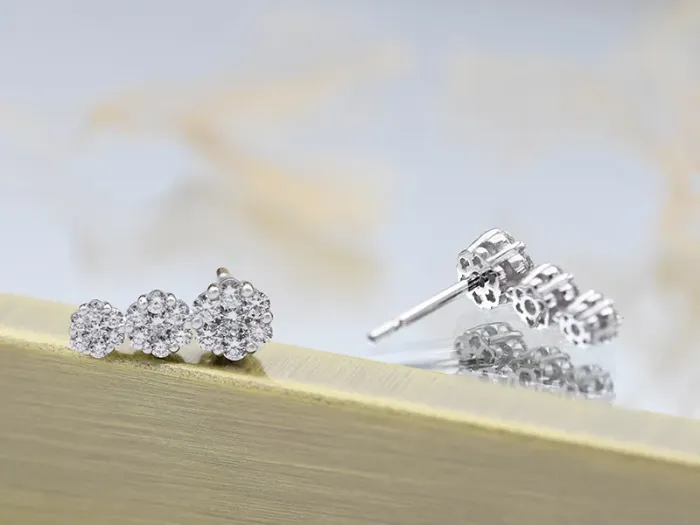 White Gold Climbing Earrings with Diamonds