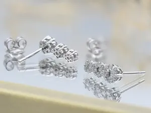 White Gold Climbing Earrings with Diamonds