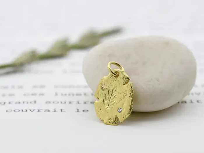 Wabi-Sabi Pendant with Branch and Diamond