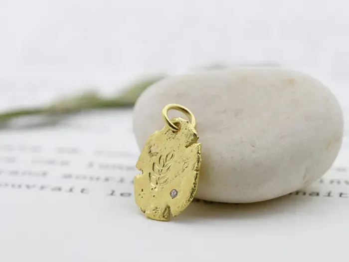 Wabi-Sabi Pendant with Branch and Diamond