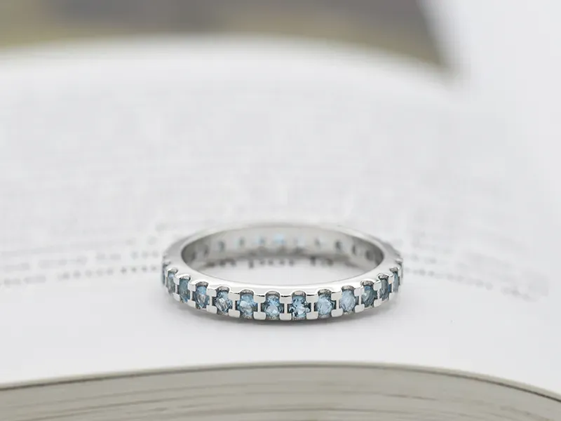White Gold Eternity Ring with Blue Topaz