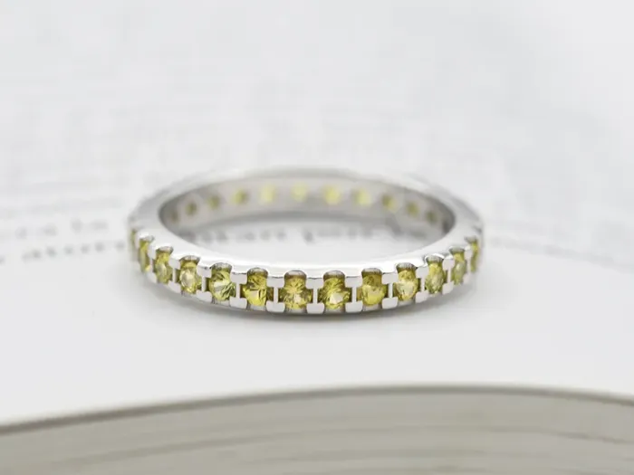 White Gold Eternity Ring with Yellow Sapphires