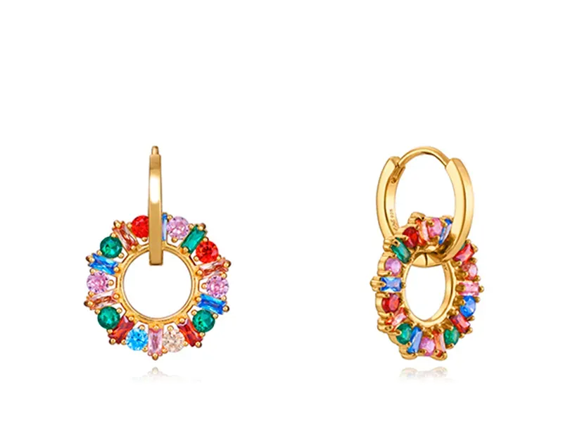Pendentes de Prata e Circonita Multicolor