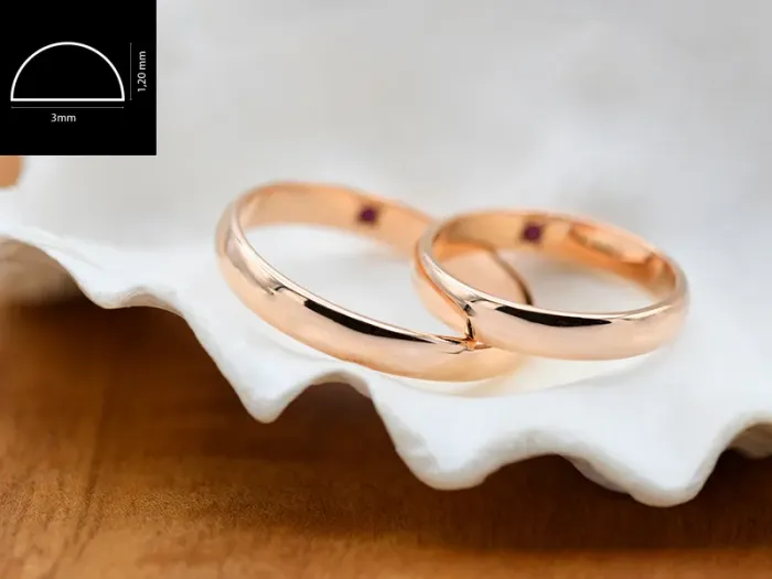 Alianza de Ouro Rosa Clásica 3mm