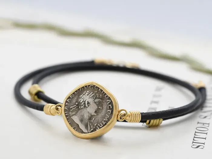 18K Gold Bracelet with Roman Coin