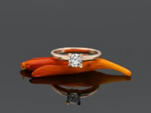 Anel Solitario de Ouro Rosa con Diamante 0,50qt