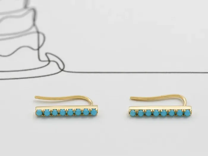 Pendentes de Ouro Amarelo con Turquesas