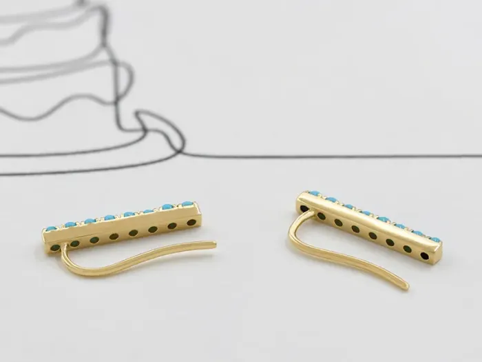 Pendientes de Oro Amarillo con Turquesas