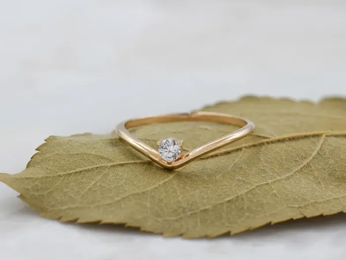 Anel Onda de Ouro Rosa y Diamante