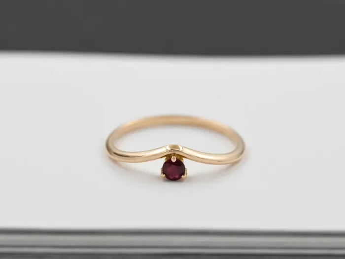 Wave Ring in Rose Gold with Ruby