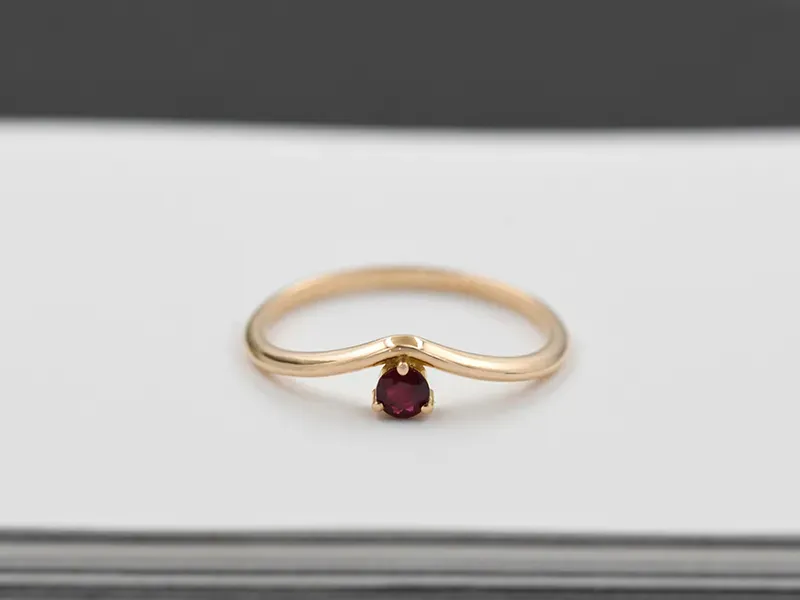 Wave Ring in Rose Gold with Ruby