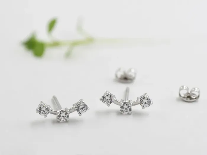 White Gold Climbing Earrings with Zirconias