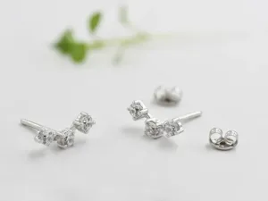 White Gold Climbing Earrings with Zirconias