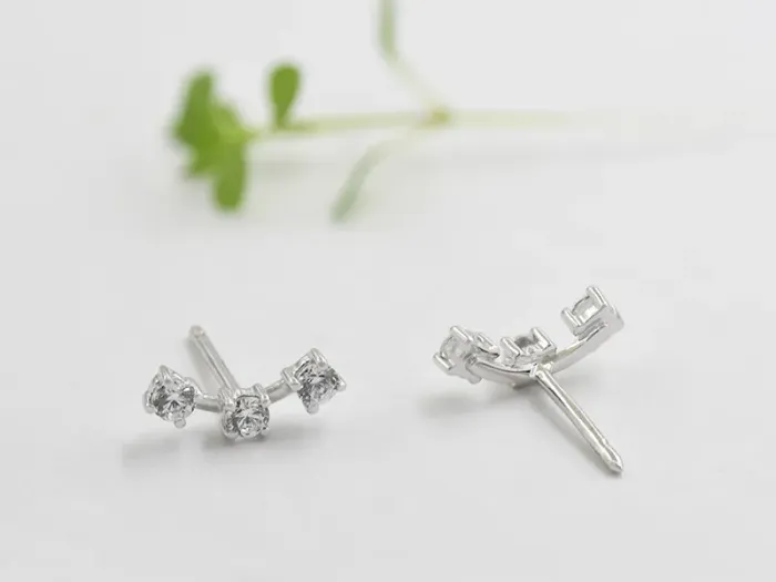 White Gold Climbing Earrings with Zirconias