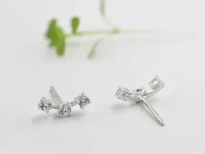 White Gold Climbing Earrings with Zirconias