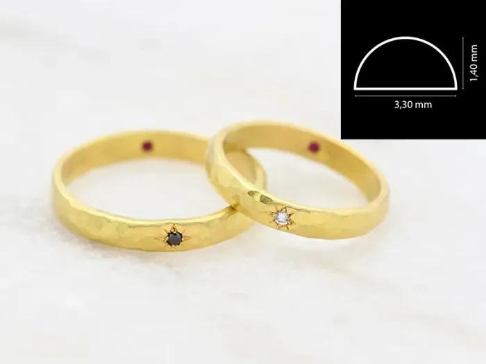 18K Matte Hammered Gold Ring