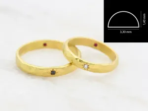 18K Matte Hammered Gold Ring
