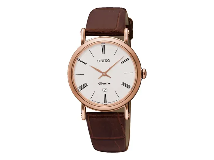 Reloj Seiko Premier Extraplano Cuarzo IP Rosé
