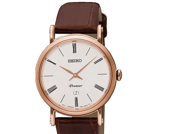 Reloj Seiko Premier Extraplano Cuarzo IP Rosé