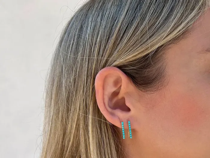 Pendientes de Oro Amarillo con Turquesas