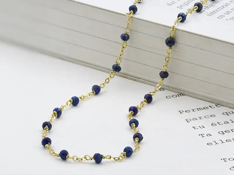 Gold Choker with Lapislazuli