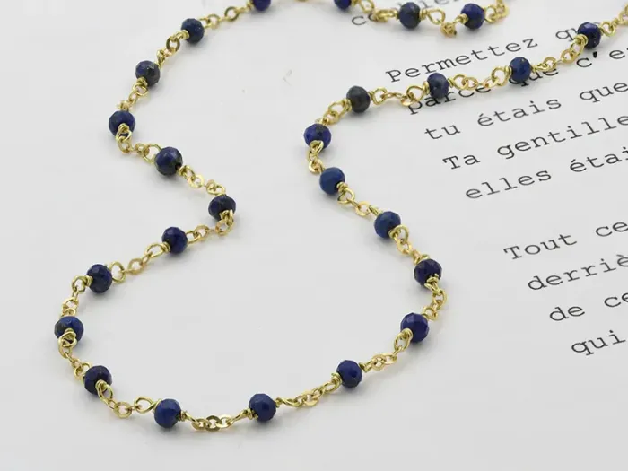 Gold Choker with Lapislazuli